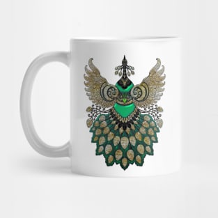 Beautiful elegant peacock in green colors Mug